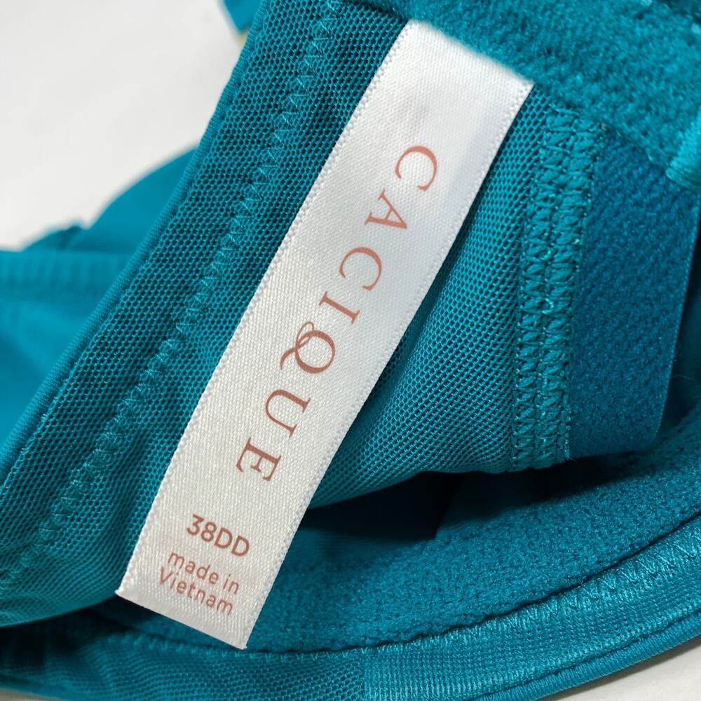 Cacique Unlined Balconette Bra 38DD Teal Underwire Full Coverage Lingerie - Picture 4 of 5